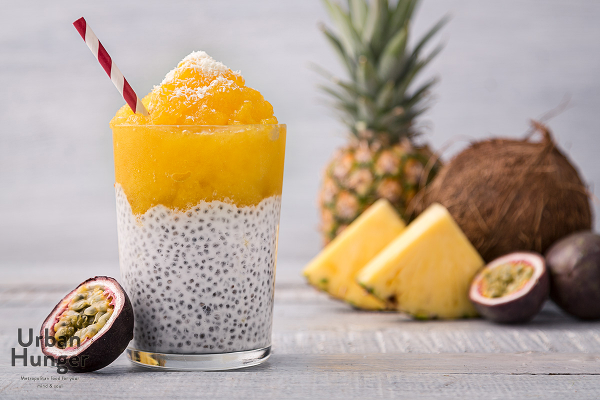 urban-hunger Chia-Kokos-Pudding mit Ananas Frappé - Urban Hunger